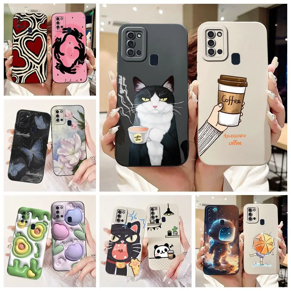 For Samsung Galaxy A21s Case SM-A217F New Fashion Cartoon Painted Cover Shockproof Phone Case For Samsung A21s A 21 s Soft Shell