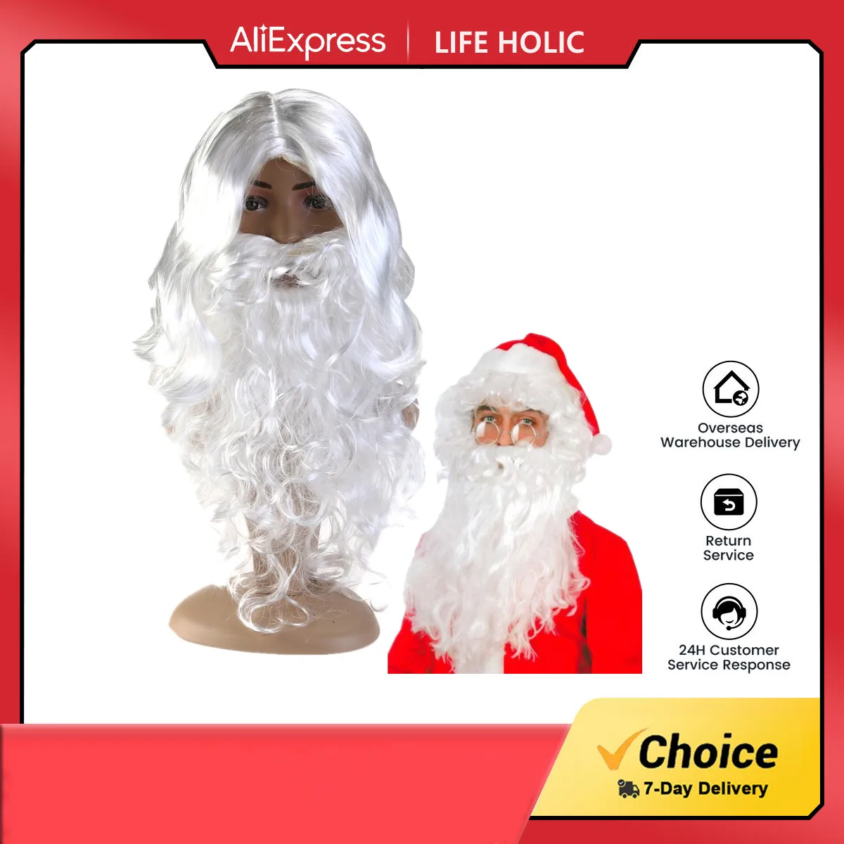 

Silk Deluxe White Santa Fancy Dress Costume Wizard Wig and Beard Set 40cm Christmas Halloween New Year Decoration 2024