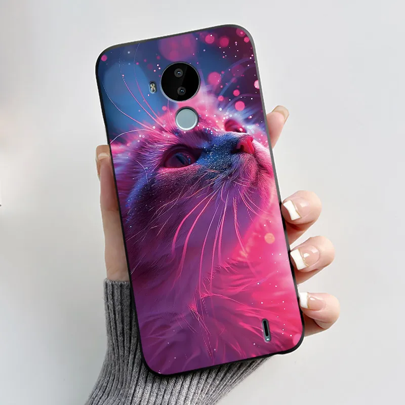 Casing For Nokia C30 Case Cute Cat Cartoon Animals Black Silicone Back Cover For Nokia C30 C 30 NokiaC30 Shockproof Phone Case - view 4