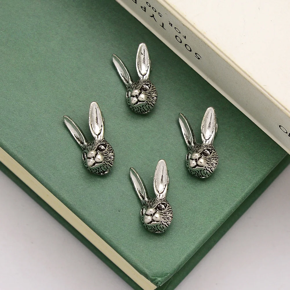 20pcs/lot--9x17mm Antique Silver Plated Easter Charms Rabbit Bunny Head Pendants For Diy Jewelry Making Supplies Findings