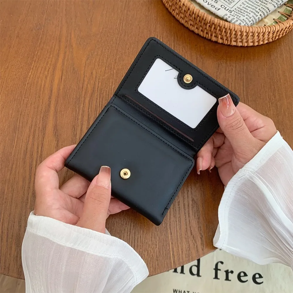 

Cute Solid Color Cartoon Short Wallet Korean Style PU Leather Three Fold Card Bag Multi-card Slot Clutch Bag Coin Purse Outdoor