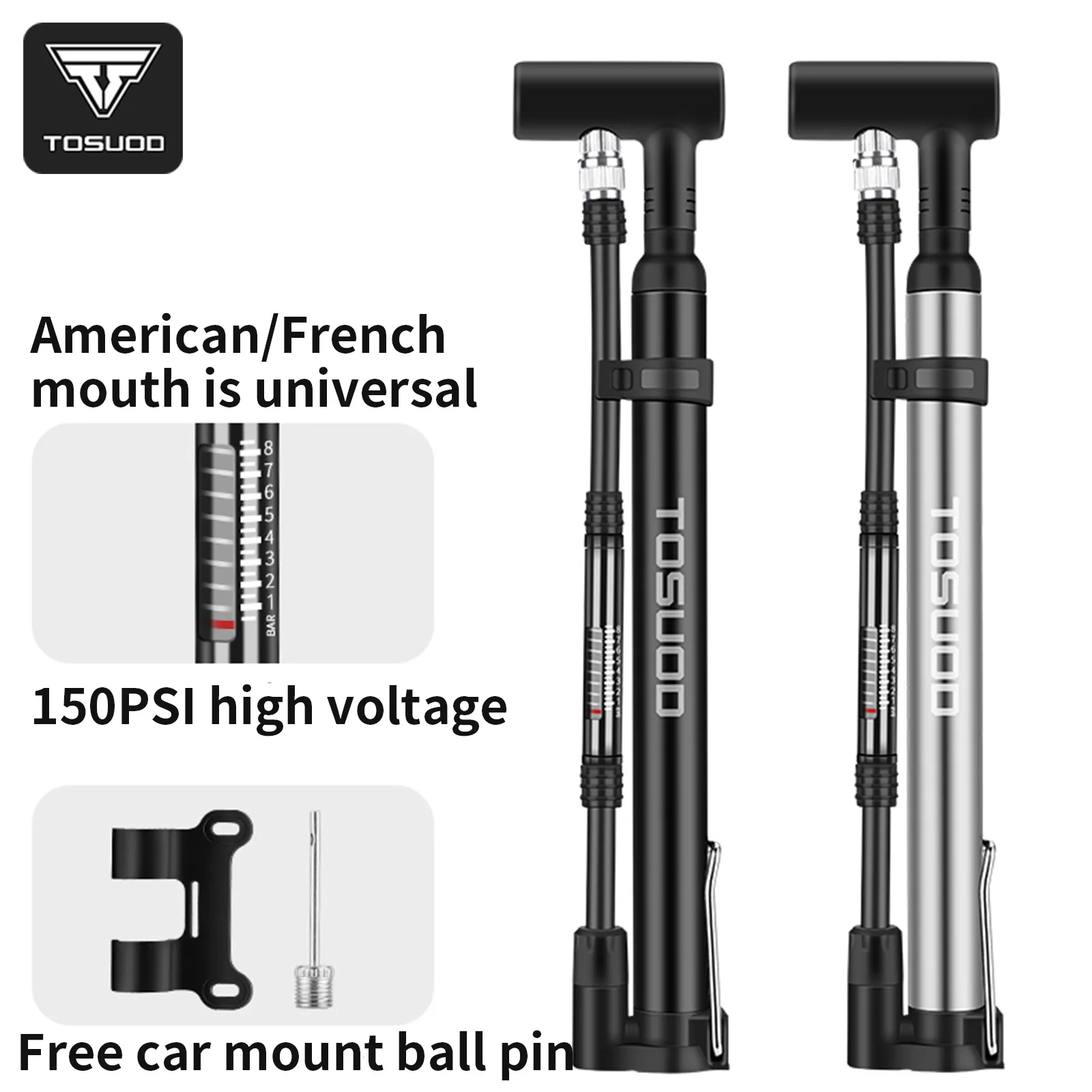 TOSUOD Fahrradpumpe Tragbare Mini-Handluftpumpe Ballpumpe Multifunktionale Fahrradpumpe