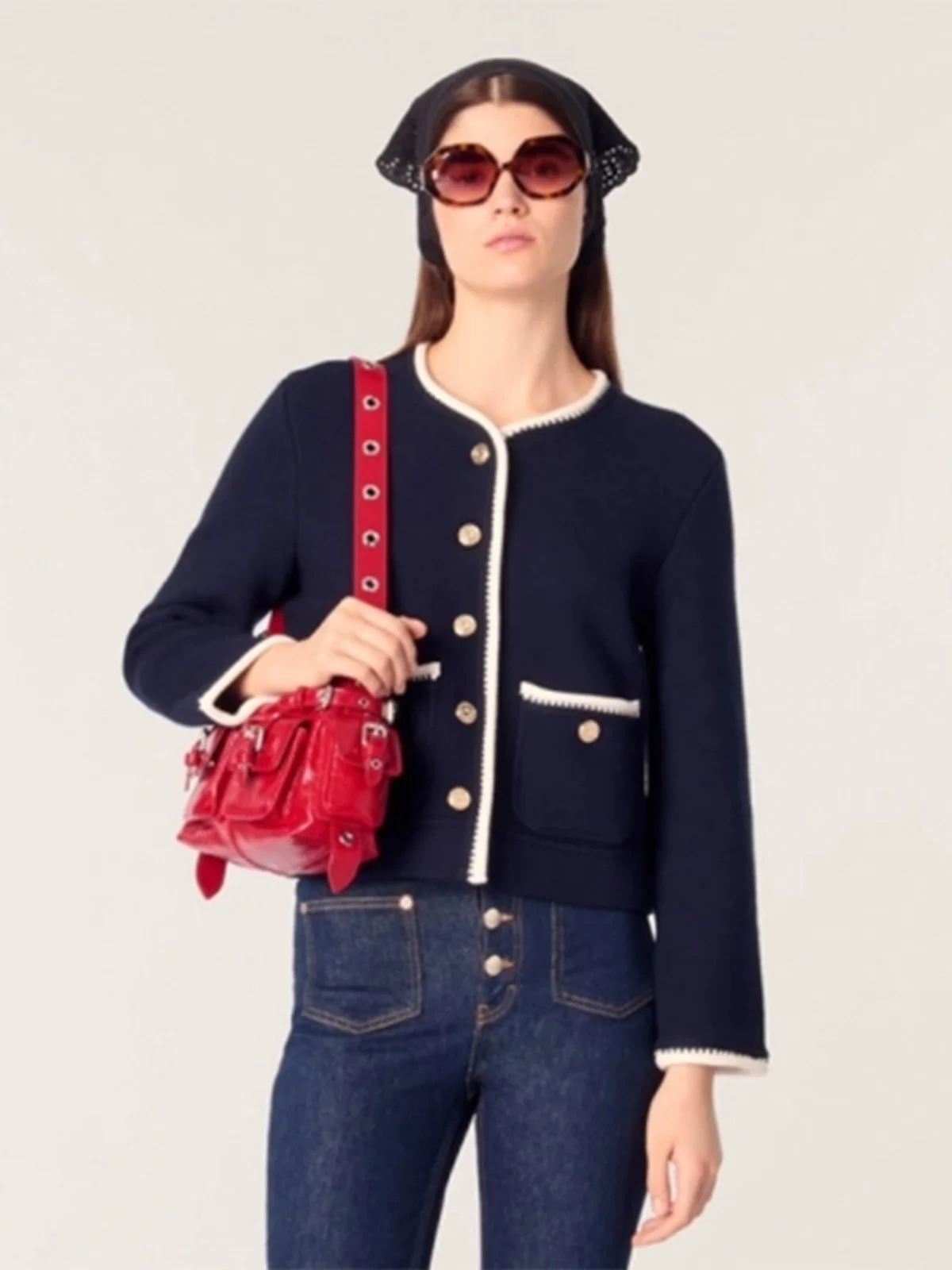 

MaSandeM Новинка ранней весны: женский модный повседневный вязаный кардиган с круглым вырезом и длинными рукавами, удобный и дышащий, весенняя коллекция.