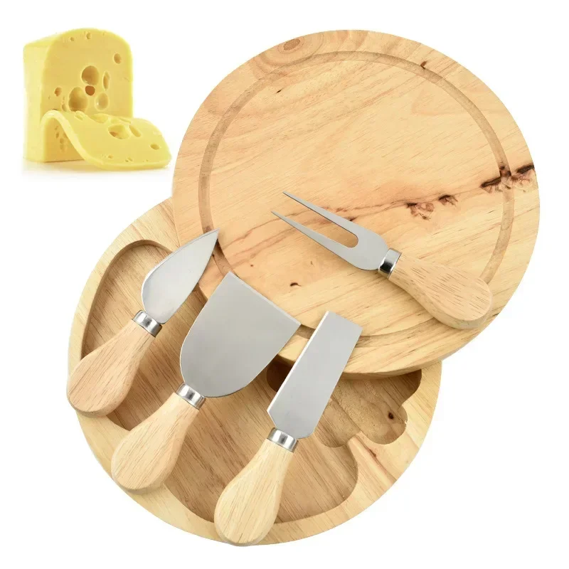 

4 Cheese Knives Set Cheese Cutlery Steel Stainless Cheese Slicer Cutter Wood Handle Mini Knife,Butter Knife,Spatula& ForK