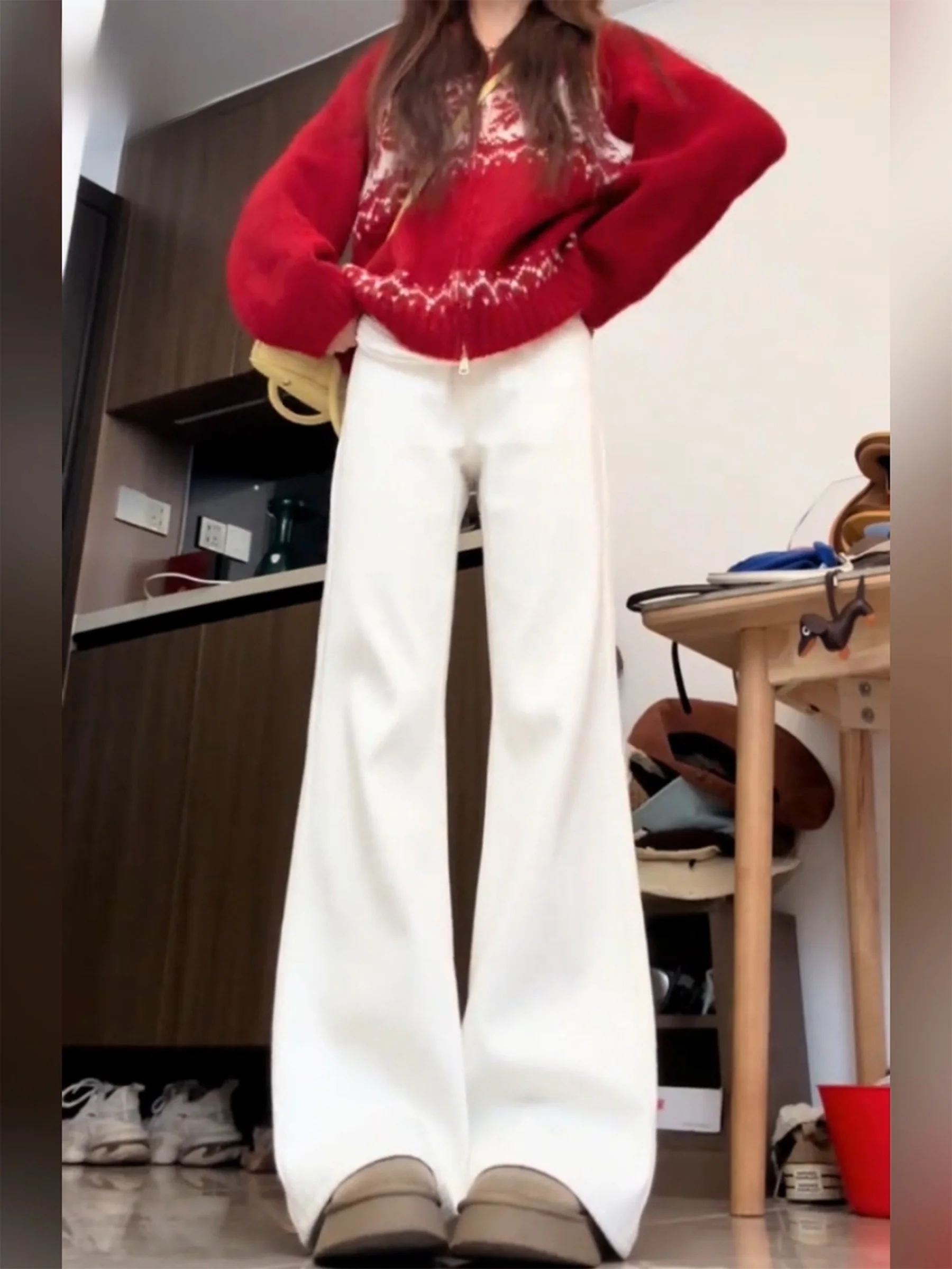 

Джинсы-клеш в американском стиле с высокой талией, свободного кроя, прямые, женские, весна-лето, повседневные, светло-голубые, из денима