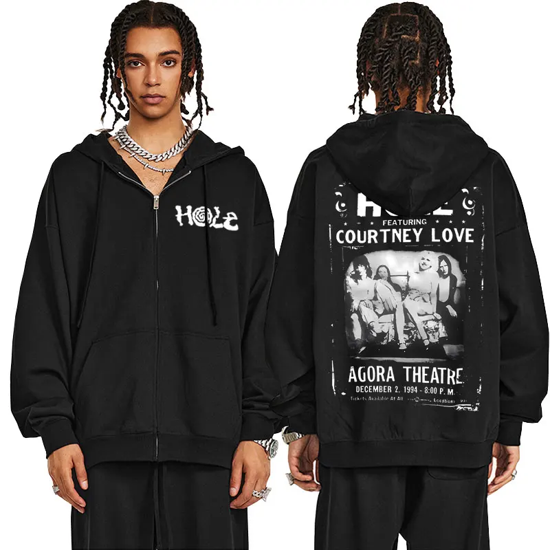 Alternative Rock Band Hole Featuring Courteny Love Agora Theatre Graphic Zipper Hoodie Men Women Vintage Oversized Zip Up Jacket