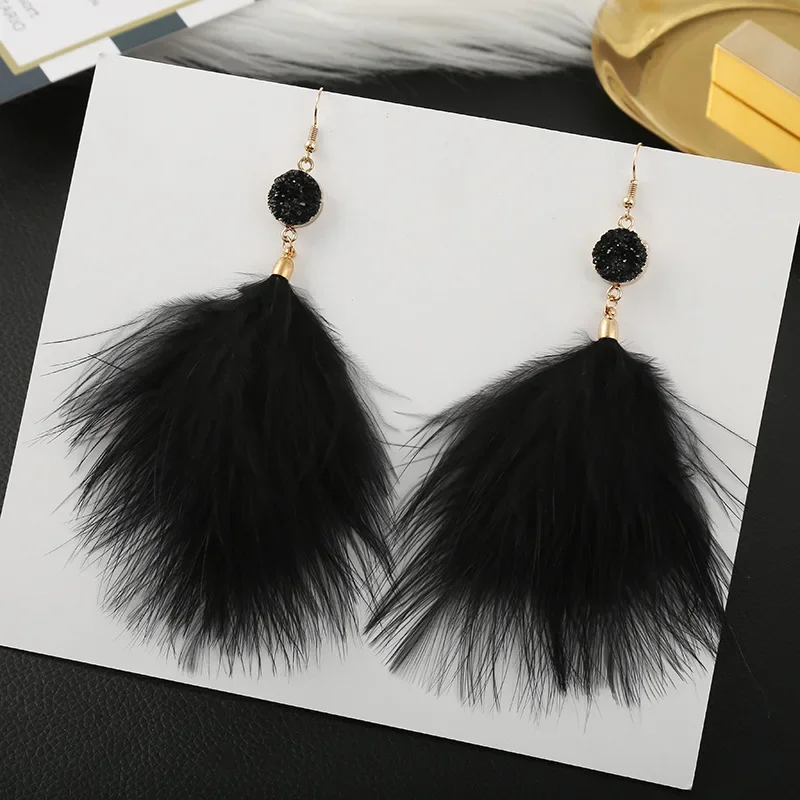 Plush Pendant Earring Female Feather Tassel Earrings Earings for Women  Cute Earrings  сережки