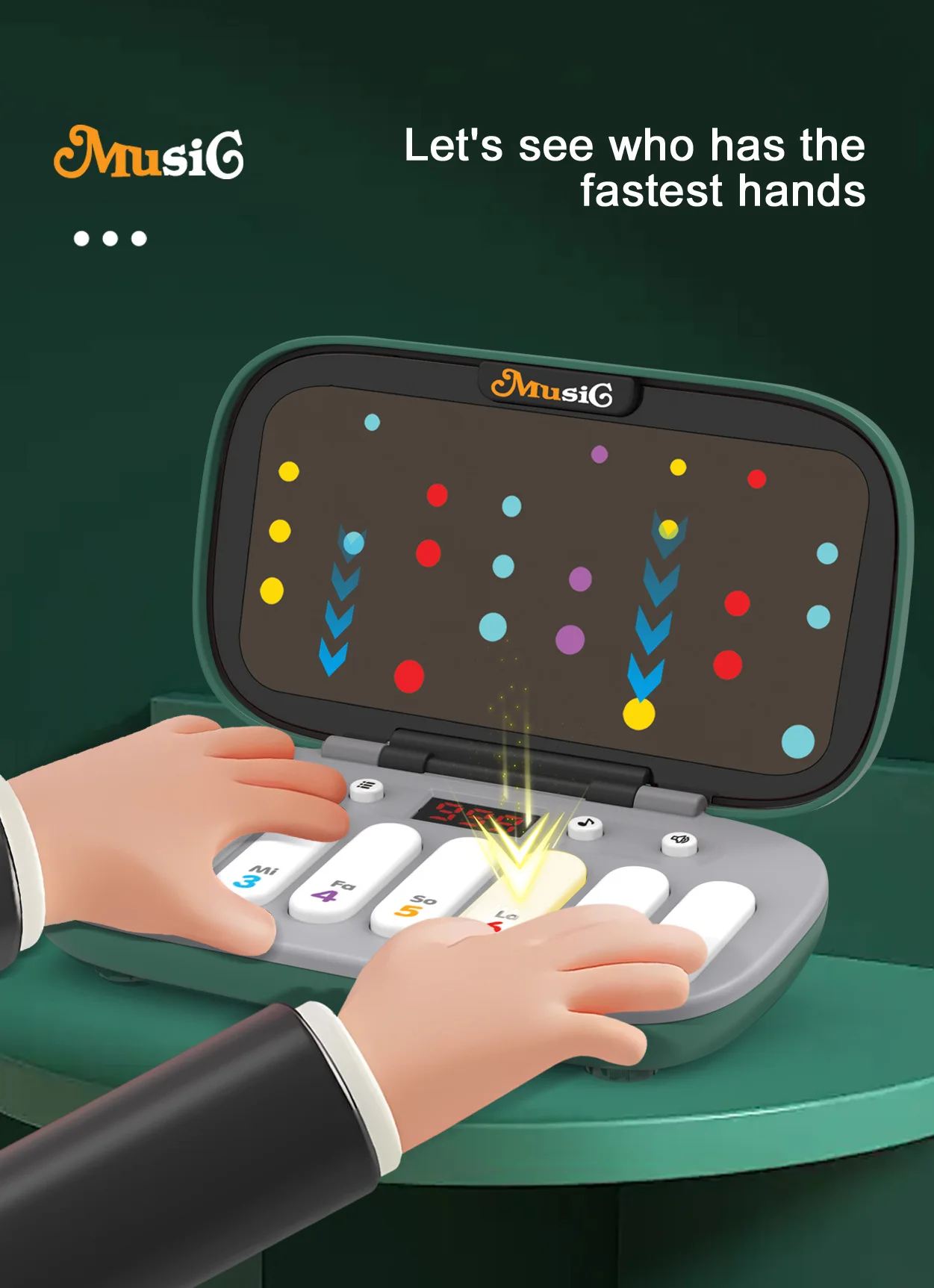    Multifunktionale elektronische Musik-Rhythmus-Puzzlespielmaschine für 3+ Montessori, tragbares Spielzeug, pädagogisches sensorisches Spiel, grün, rot