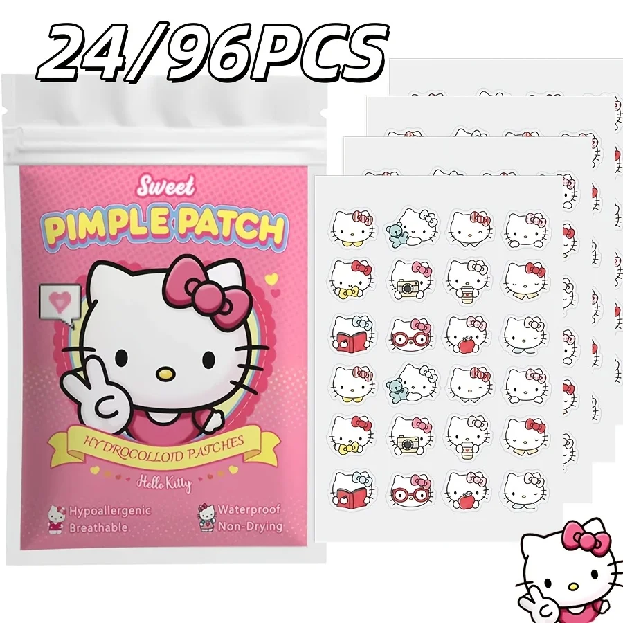 24/96PCS Sanrio Hello kitty Cartoon hydrocolloid acne patch - facial decorative sticker - covers blemishes and acne scars.