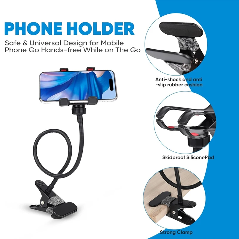 Gooseneck Phone Holder 360 Degree Rotating Lazy Person Holder Universal Phone Holder DIY Flexible Gooseneck Holder With Mult