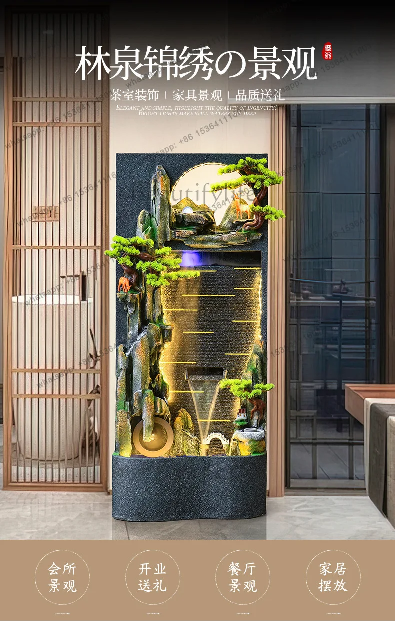 Water curtain wall Zen flowing water ornament screen office home rockery decorative landscape