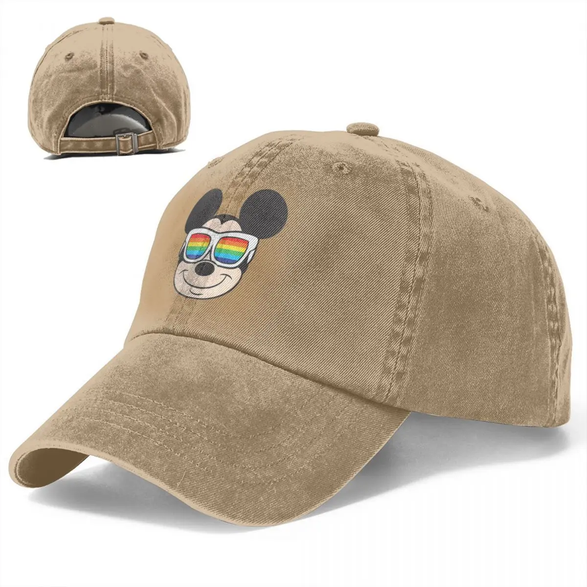 Mickey Mouse Unisex Baseball Cap Rainbow Sunglasses Distressed Denim Caps Hat Vintage Outdoor Activities Gift Snapback Hat