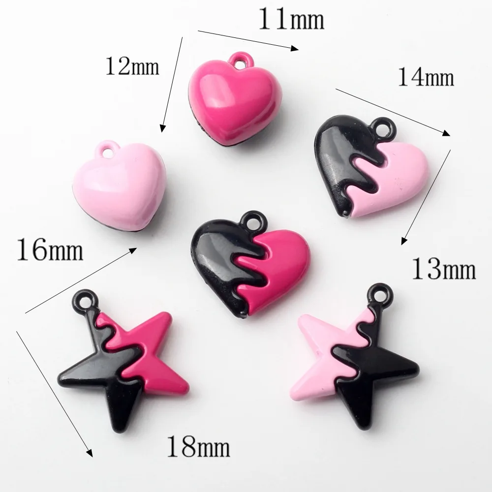 9pcs Alloy Charms Splice Color Stars Heart Shape Pendant For Jewelry Making Handmade DIY Bracelet Earrings Necklace Ornament