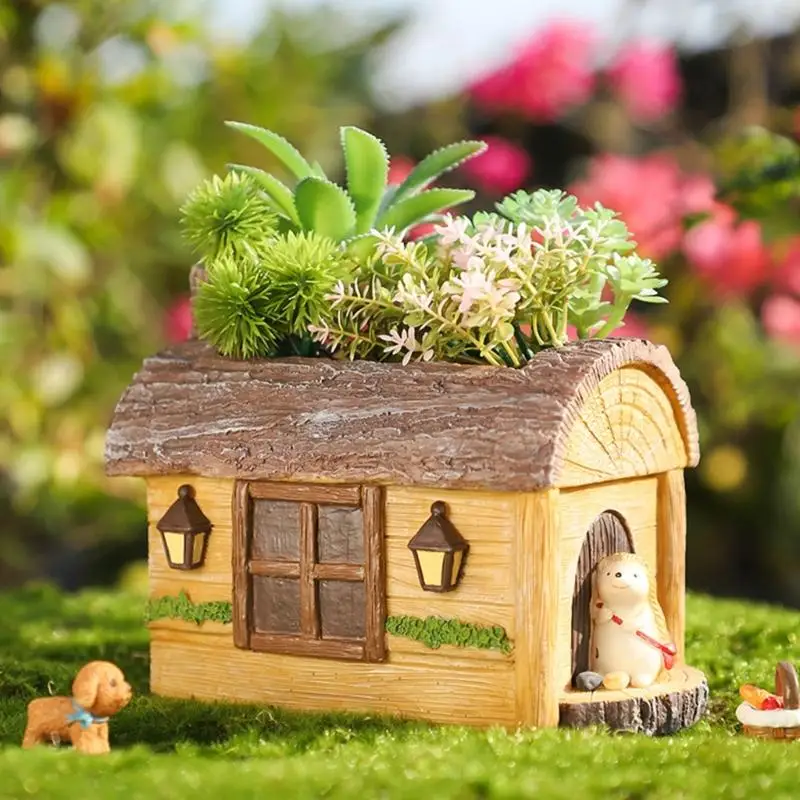 Handmade Animal Figurine Resin Craft Ornament for Desktop Landscaping Desktop Animal Decorations Planter Landscaping 87HA