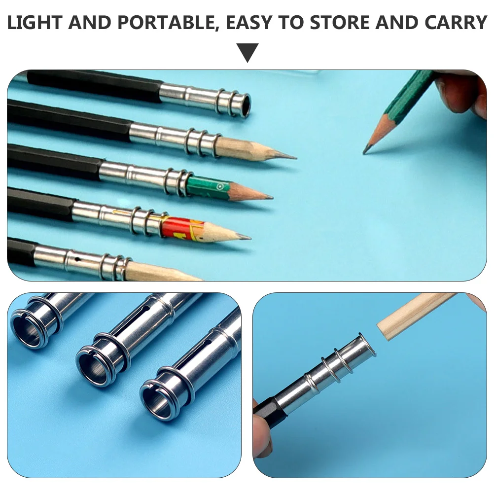 15 Pcs Office Pencil Extender Metal Protector Lengthener Student Dual Head Lead Pencils