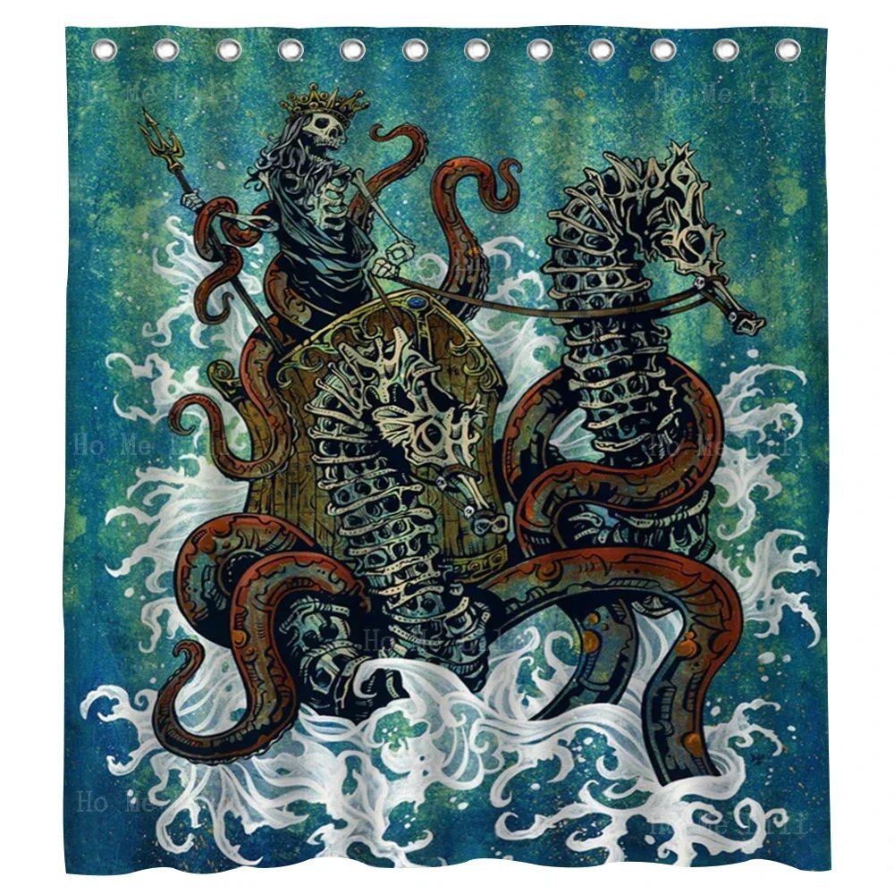 Devil Spirit Board Neptune Sea Horse Skeleton The Skull Of Goats And Pentagrams Shower Curtain By Ho Me Lili For Bathroom Decor