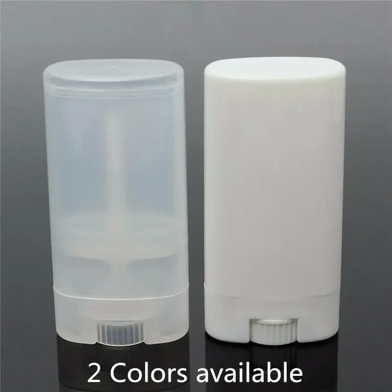 10pcs x 15g DIY Clear White Empty Oval Flat Tubes Deodorant Lip Balm Container Pots Lip Gloss Refillable Travel Bottles