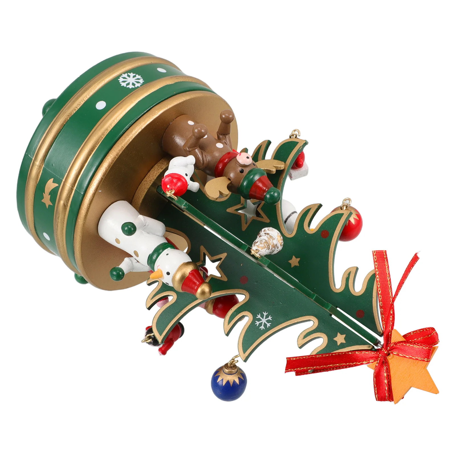 

1pc Wooden Music Box Christmas Craft Desktop Decoration Rotating Tree Ornament Holiday Gift Family Decor Musical