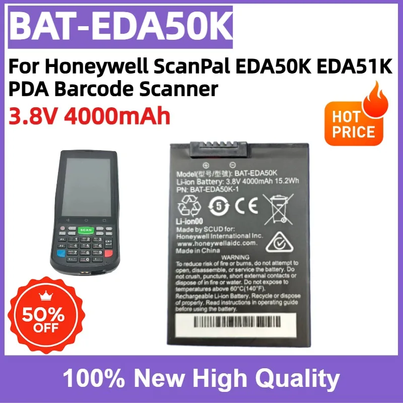 BAT‑EDA50K 3.8V 4000mAh 15.2Wh Replacement Li‑ion Battery for Honeywell ScanPal EDA50K EDA51K PDA Barcode Scanner