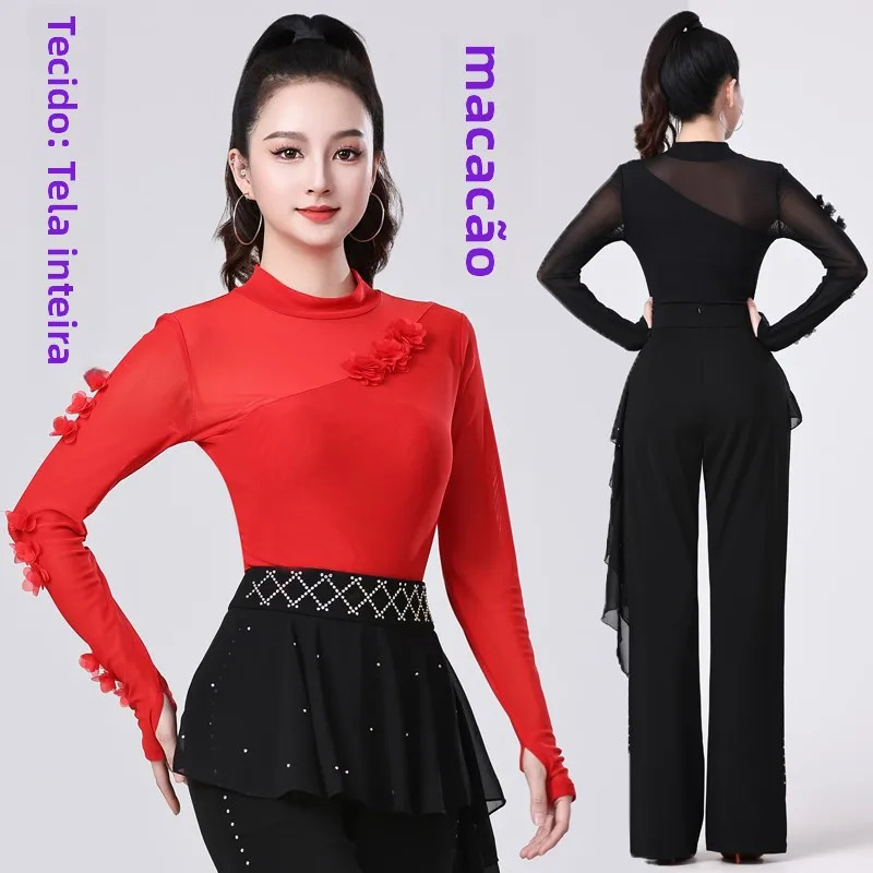 costume-da-ballo-latino-con-maniche-lunghe-in-rete-body-a-collo-alto-per-danza-moderna-e-square-dance-abbigliamento-fitness-femminile