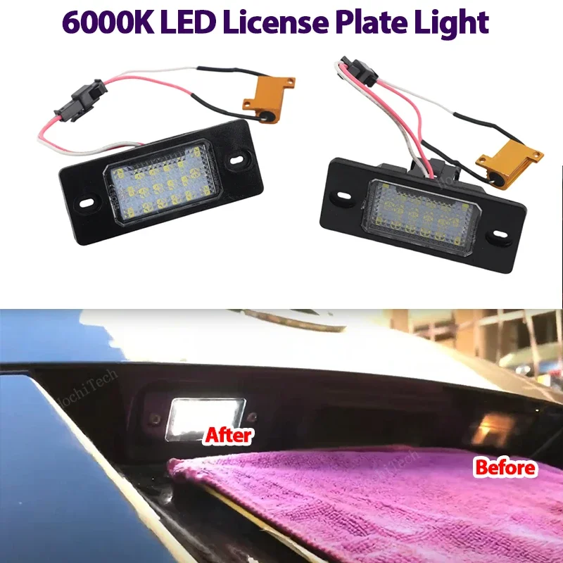 2PCS LED License Number Plate Light Lamps For VW Tiguan 09-12 Golf 5 Touareg MK1 Passat B5.5 Porsche Cayenne 955 957 2002-2010