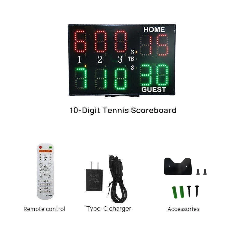 Indoor Outdoor 18650 Batteries Electronic Tennis Scoreboard Type-C Rechargeable LED Digital Scoreboard for Badminton Training