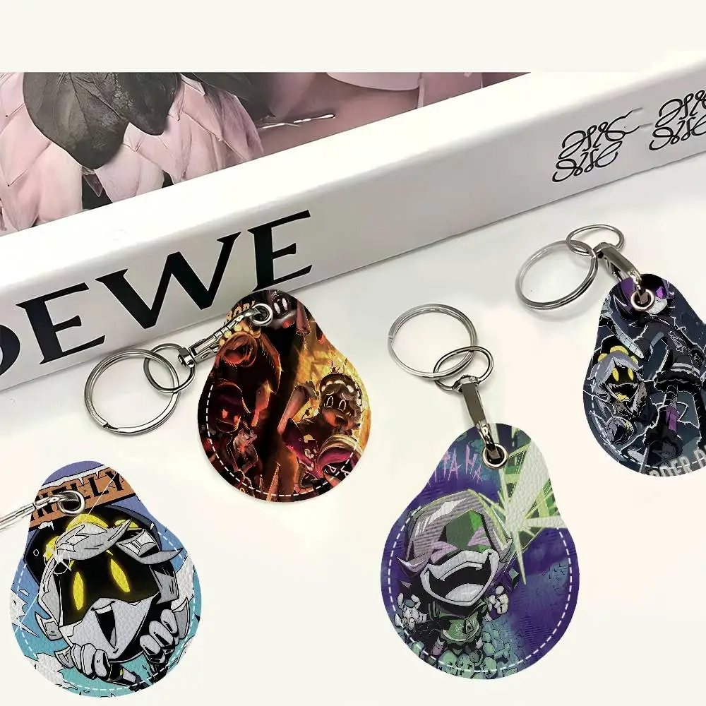 M-Murder D-Drones PU Leather Card Holder Keychain Key Ring Door Access Tags Case Keychain Access Card Bag Key Tag Ring