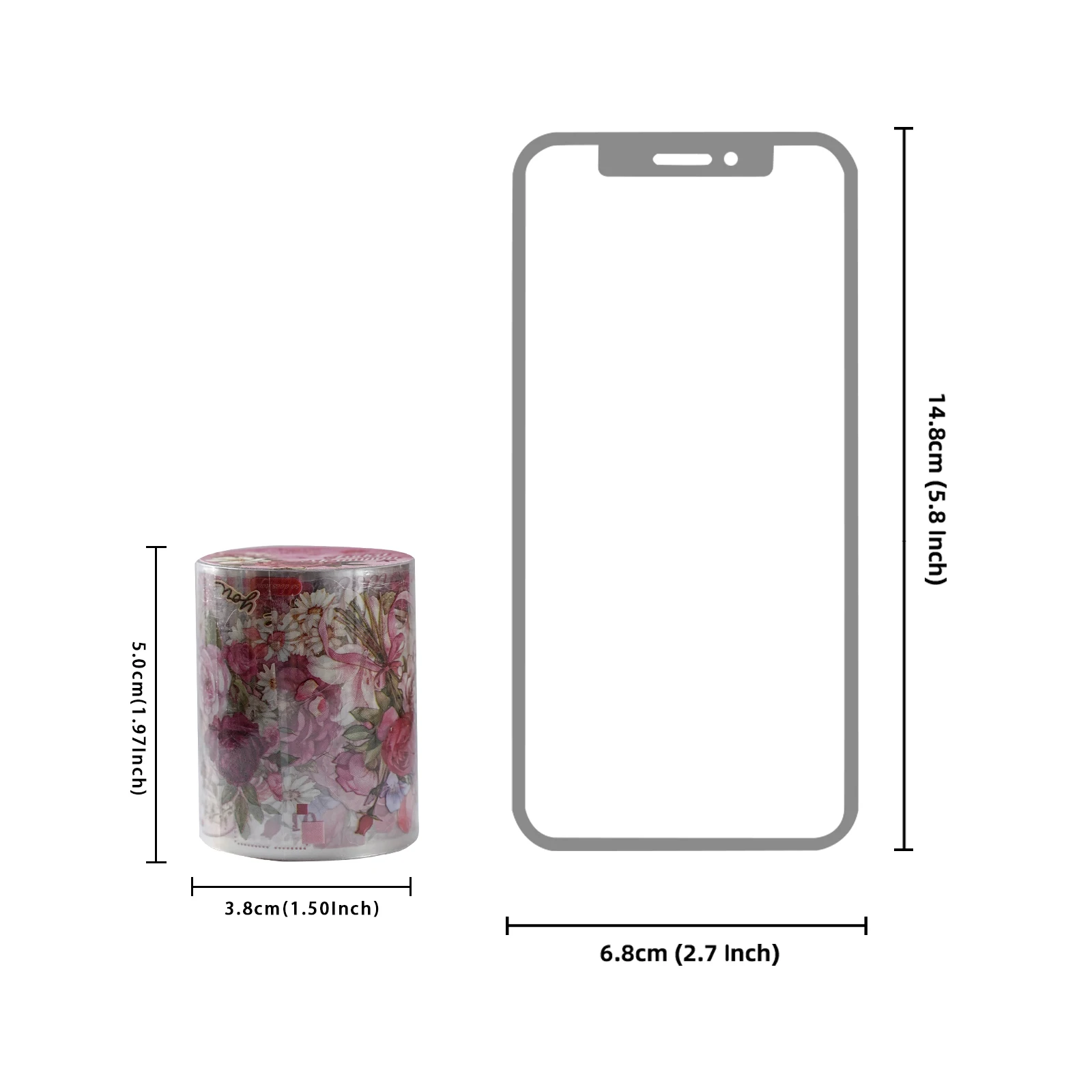 Etori Life 60Mm*2M Vibrant Rose Bouquet Die-Cut Tape for Journal Decoration, DIY Gift Box Packaging, Suitable for Laptops, Phone Backs, Photo Albums, Handbags, Postcards and Envelopes, Sticker Books, Scrapbook Supplies, Office Decoration Supplies, Vintage Parties, Art Supplies, Cycling Decals, Student Gift Paper Bags, Gifts for Friends, Back-To-School Season