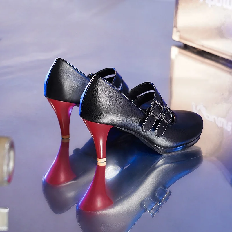 

Ellen Joe Cosplay In Stock Red high heels Game Zenless Zone Zero Women Black Buckle Prop Accessory Shoes