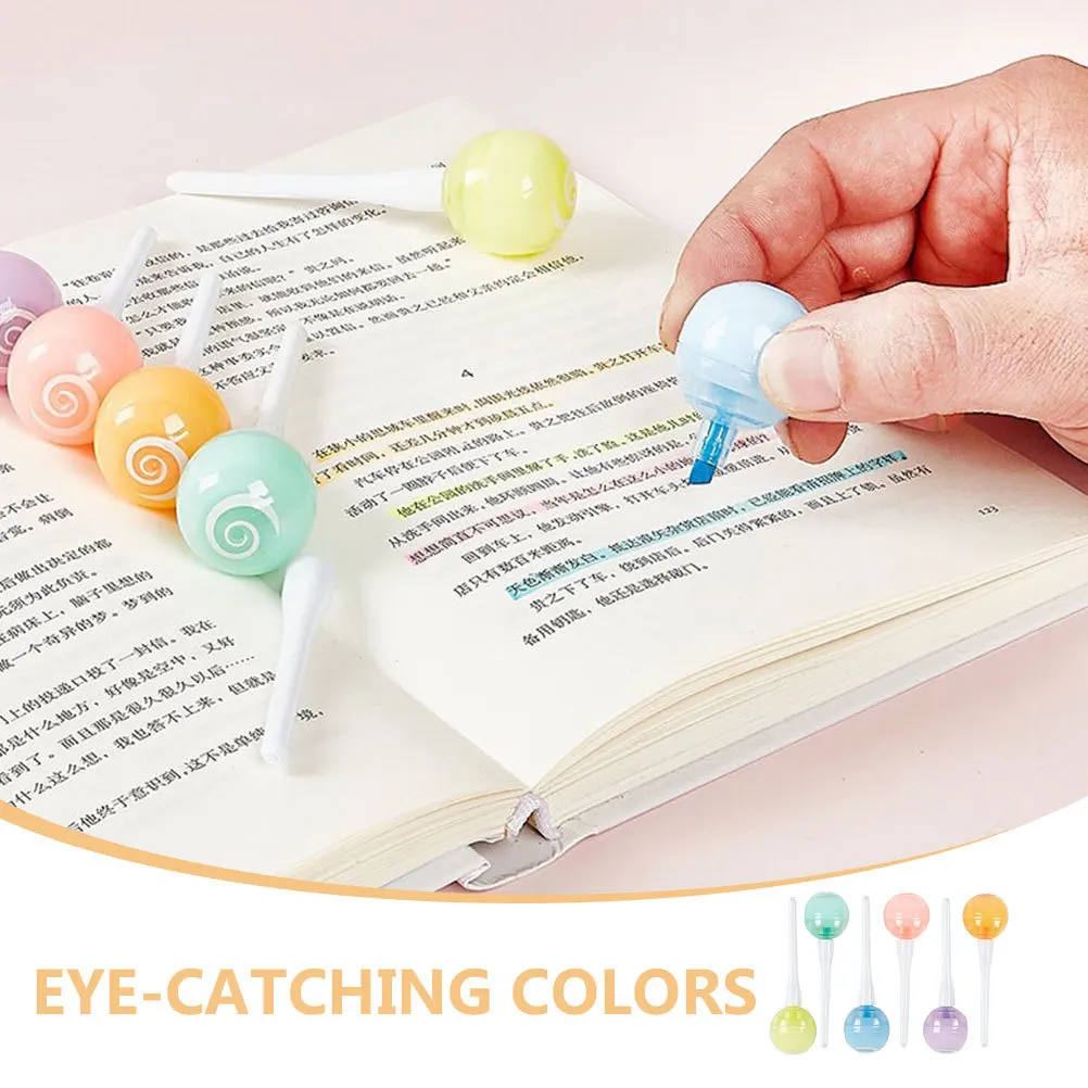 

6Pcs Lollipop Highlighter Pens Adorable Small Marker Pens for Students Note Marking DIY Scrapbook School Office Art Markers