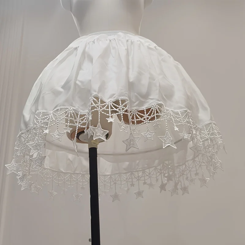 

Короткая нижняя юбка с кружевной отделкой в виде звезд, черная и двухцветная