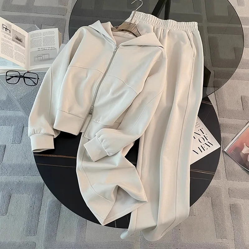 

Spring and Autumn Loose Slim Pocket Sweater Pants Two-piece Set