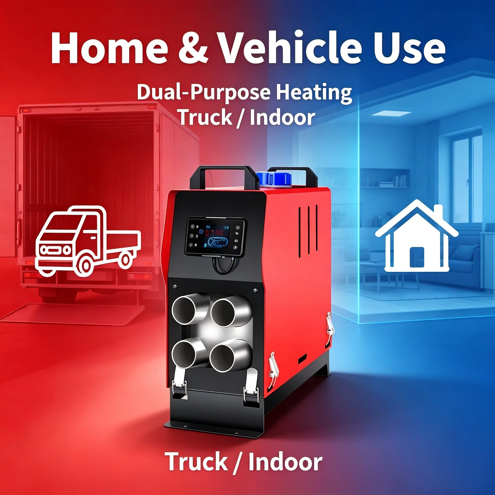 Dual-Use Diesel Parking Heater All-in-One for Vehicle & Home, Universal 12V Car 24V Truck Diesel Heating Fan