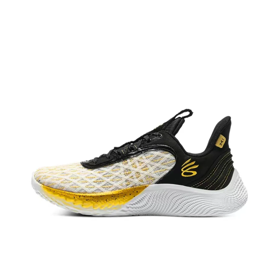 Under Armour Curry 9 Men's Black/White/Yellow Low-Top Basketball Shoes – Stylish Breathable Snug-Fitting Comfort 3025684-103