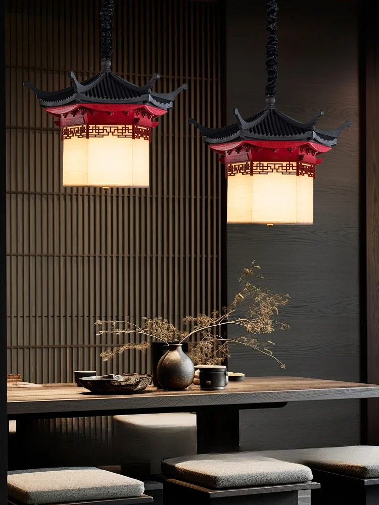 Chinese solid wood chandelier, loft Zen restaurant light, catering aisle designer exhibition hall, homestay hotel