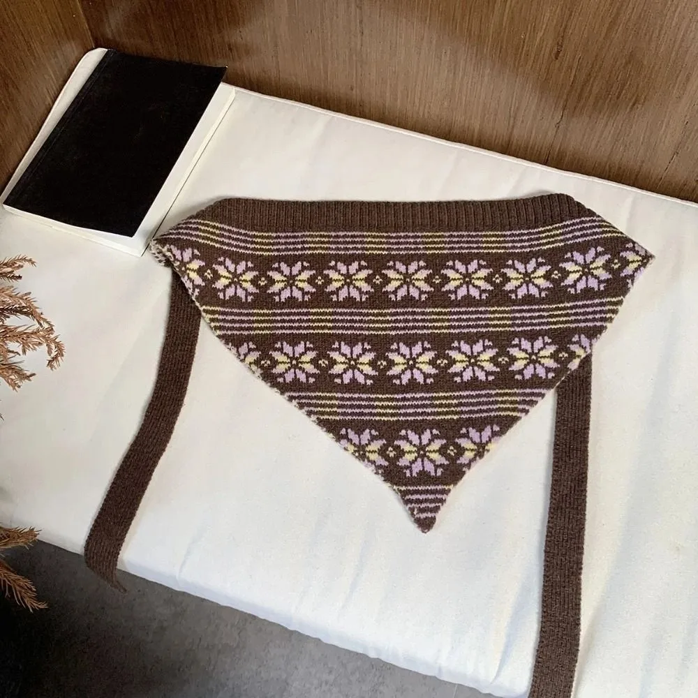 Pañuelo triangular de punto estilo turbante bohemio retro, pañoleta cálida vintage, fular tipo delantal, faja estampada, pañuelo para la cadera, Spicy Girls