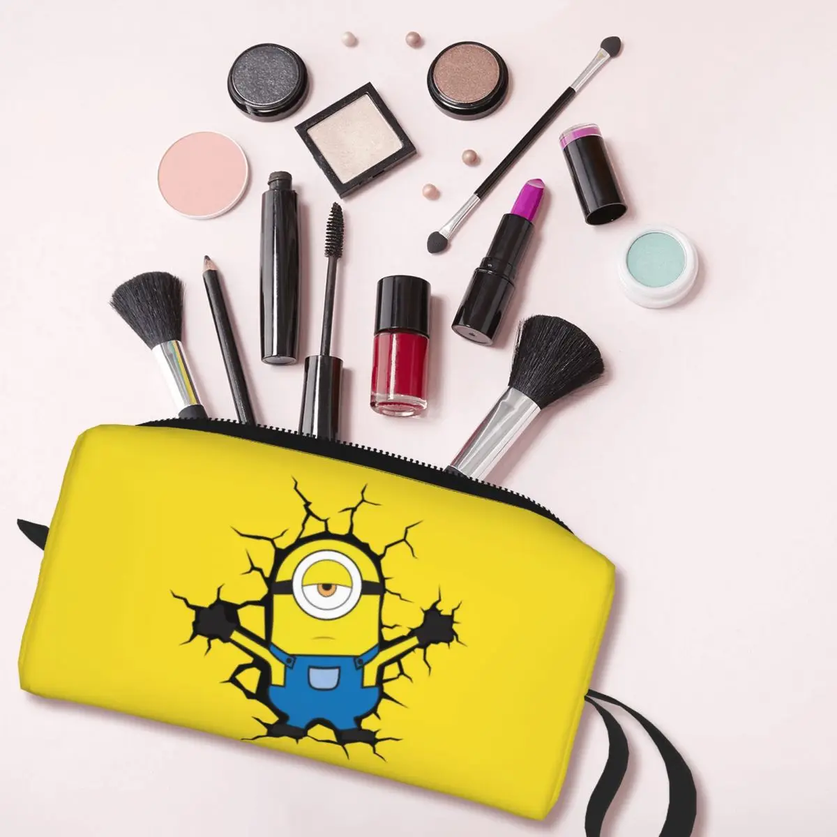 Custom Cute Minions Broke The Wall Travel Toiletry Bag for Women Makeup Cosmetic Bag Beauty Storage Dopp Kit