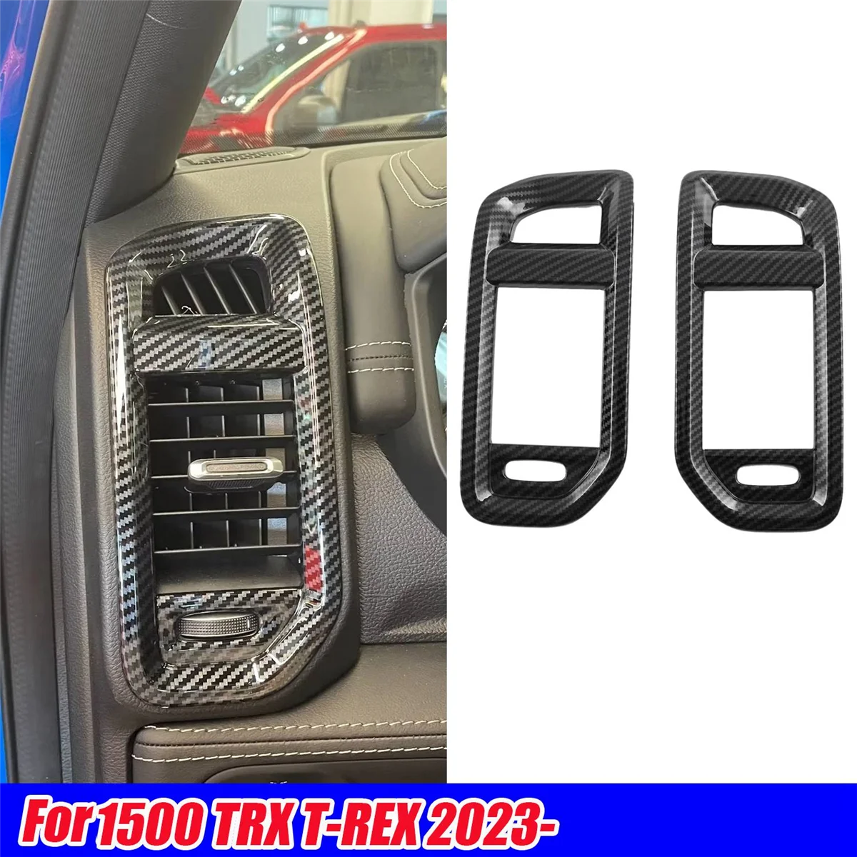 1Pair Dashboard Front Side Air Vent Trim Cover for Dodge RAM 1500 TRX T-REX 2023- Car Interior Air Outlet Frame Stickers