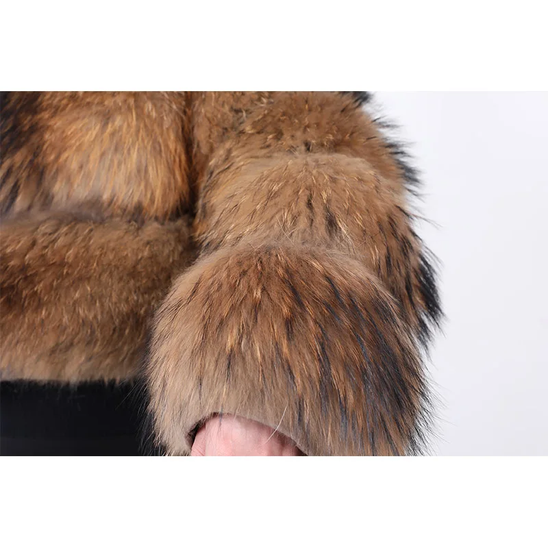 Maomaokong 2024 Natural Real Raccoon Fur Coat Women Hooded  Luxury Fur Jackets Winter Warm Female Clothes Vest