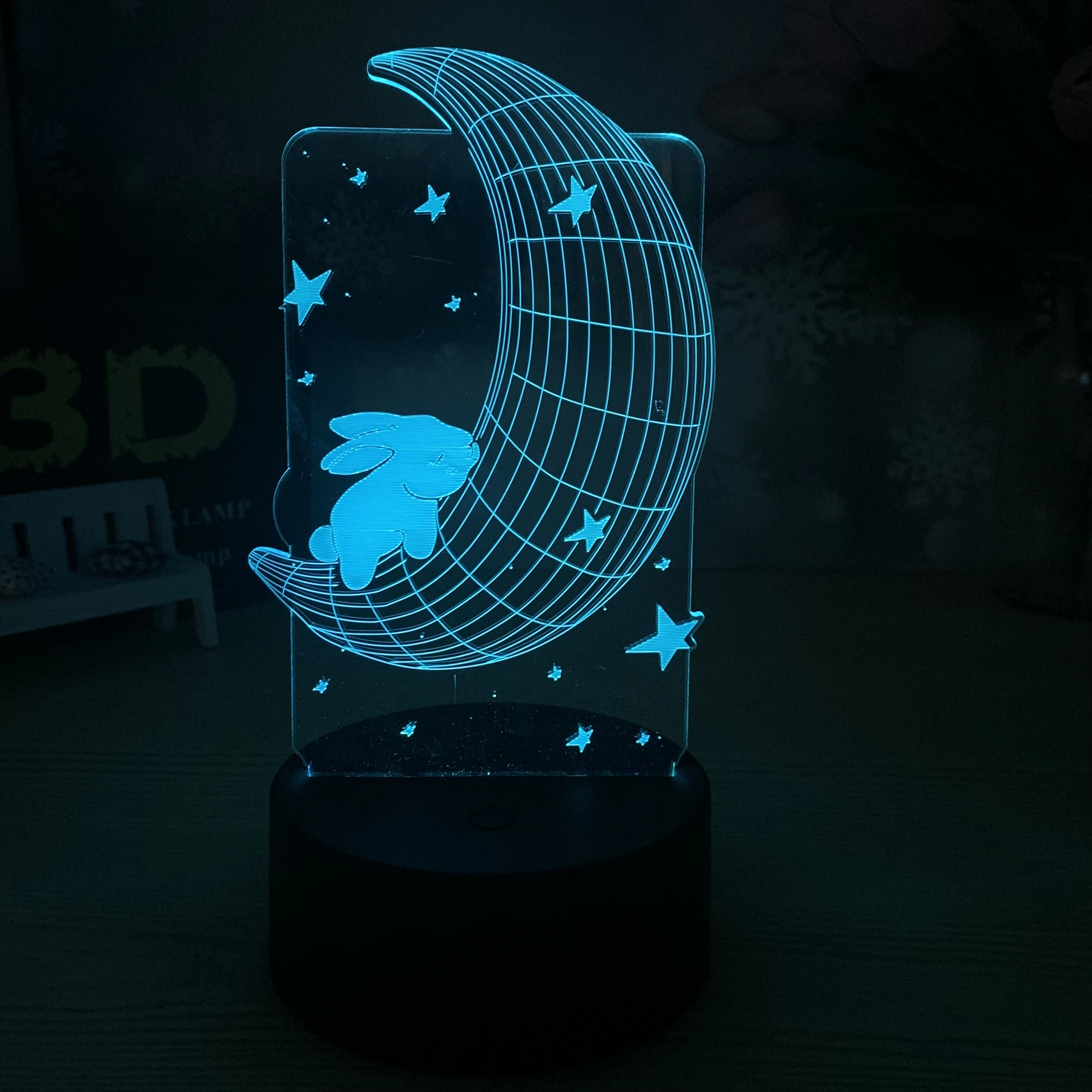 Luz Nocturna 3D de Luna, lámpara de viento para decoración de habitación, dormitorio, luz nocturna creativa decorativa, "regalo de nivel de alta apariencia"