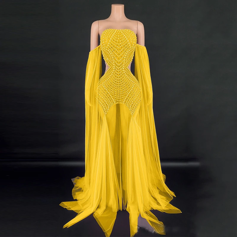 Kostium dla piosenkarki jazzowej, taniec, wiele kolorów, perły, siateczka, suknie wieczorowe, sukienka na imprezę, strój festiwalowy, odzież sceniczna, na wybieg, XS10393