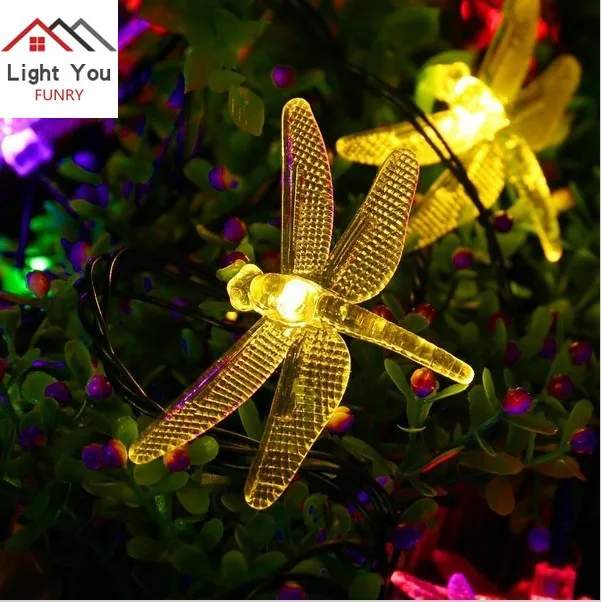 

4m 20LED Solar Dragonfly Festival Decoration Light Strings Halloween Outdoor Waterproof Decorative Light Strings