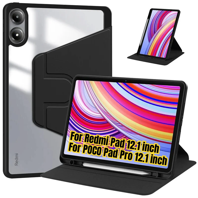 

Для Xiaomi POCO Redmi Pad Pro 12,1 SE 11 8,7 10,6-дюймовый чехол с вращающейся подставкой из искусственной кожи для планшета MiPad 7 6 5 Pro 11 "6S 12,4" Чехол