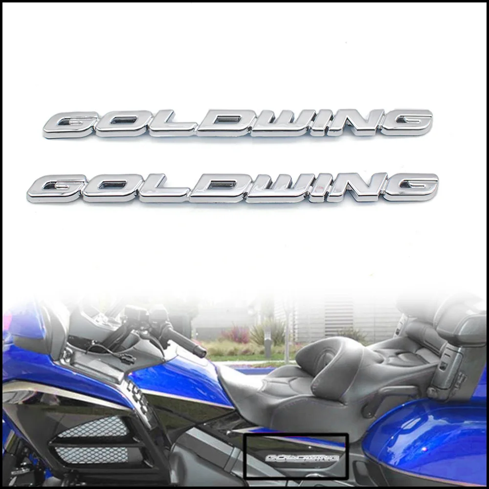 1 Paar Chrom/Gold Motorrad-Emblem-Abzeichen, dekorative Aufkleber, Kunststoffaufkleber für Kraftstofftank, für Honda Gold Wing GOLDWING GL1800