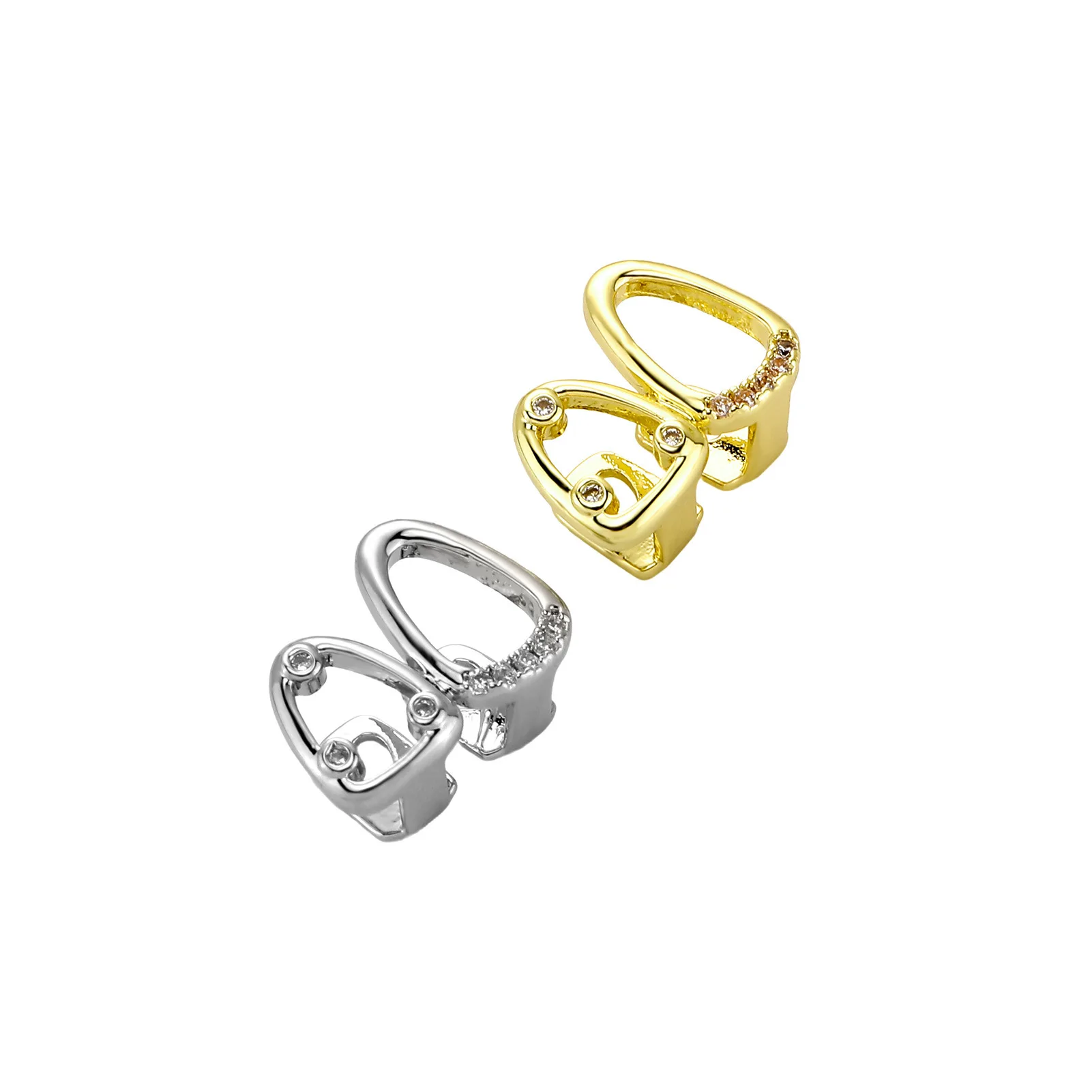 Hot Selling Micro Pave CZ Hollow Heart Double Tooth Grillz Gold Silver Hip Hop Unisex Street Fashion Mouth Jewelry Wholesale