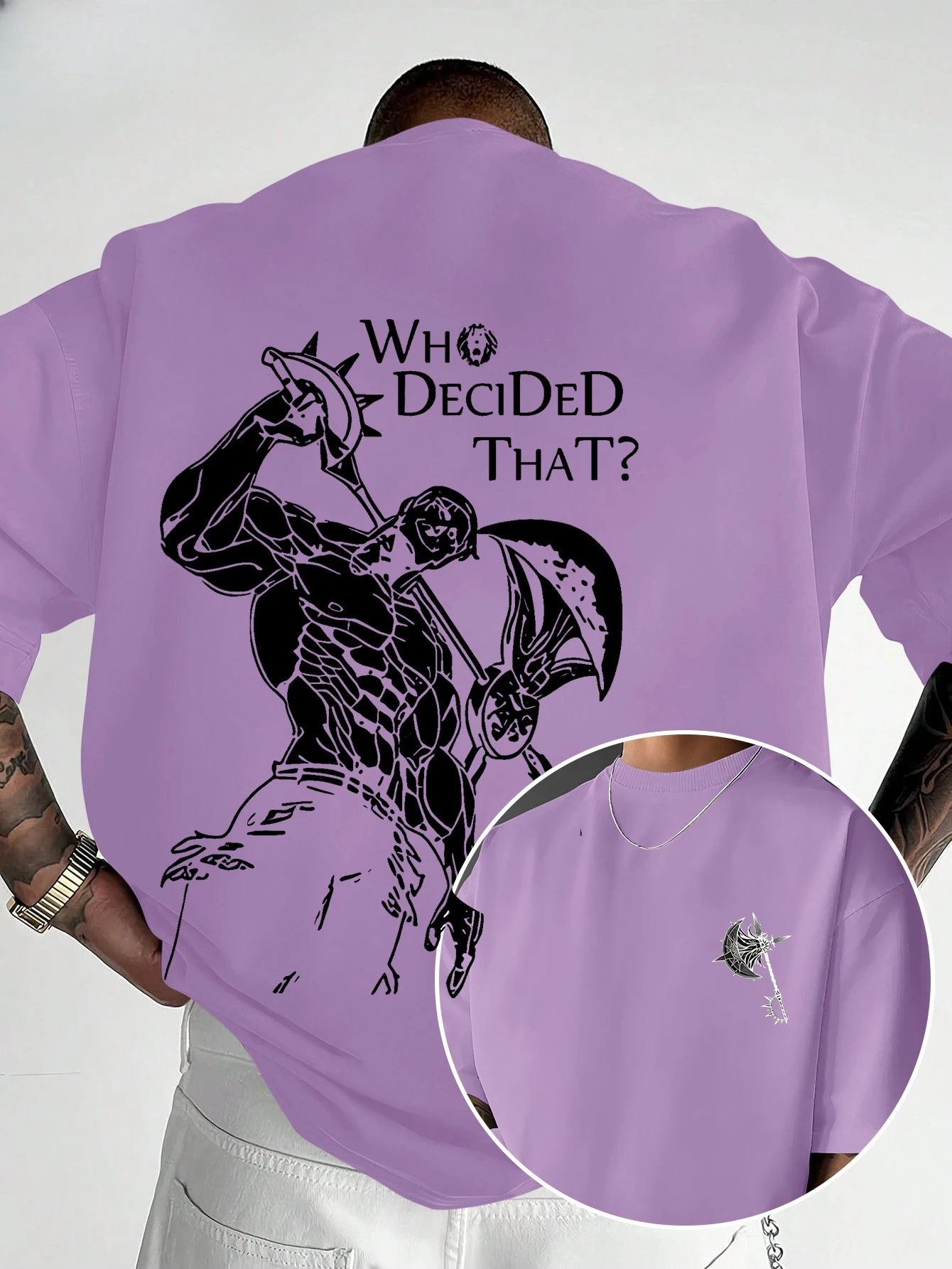 Streetwear Men's Axe Warrior Pattern 3D T-Shirt with Double-Sided Print - Viking Warrior Fashionable Breathable T-Shirt