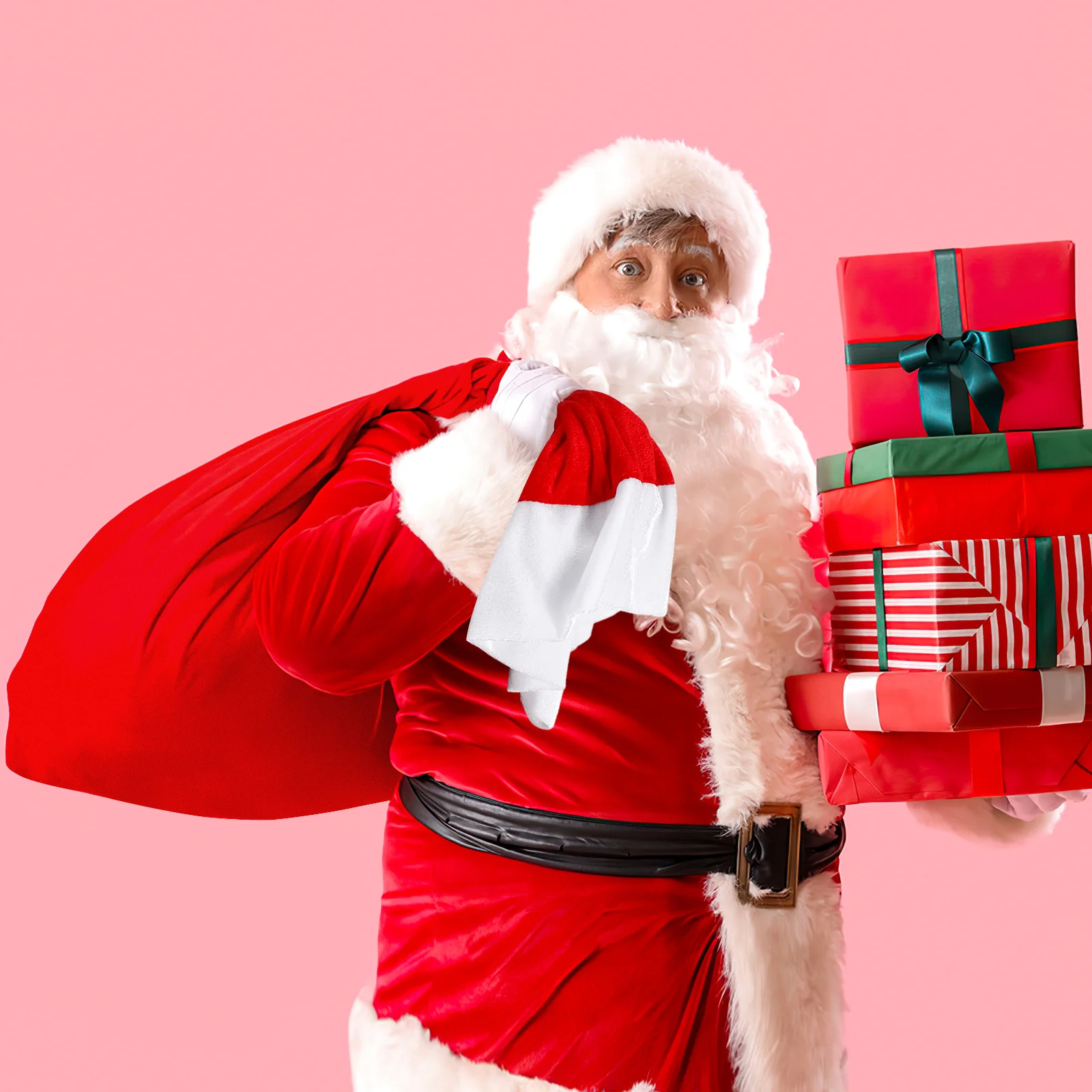 

Large Christmas Present Bag Red Santa Sack Durable Reusable Drawstring Candy Wrapping Storage Case for Gifts Snacks Party Favor