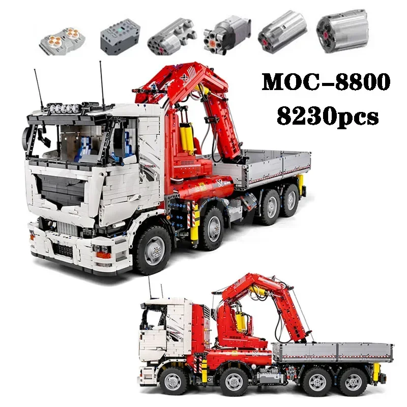 New MOC-8800 Heavy Duty Rc Electric Truck with Pneumatic Boom 8230pcs Building Block Model Adult Education Kid Birthday Toy Gift