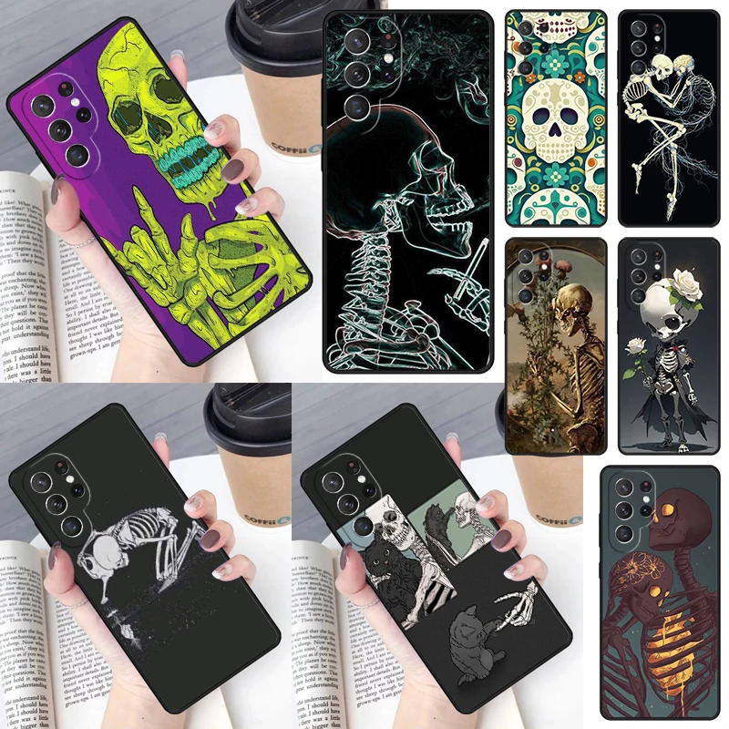 Skeleton Skull Art Phone Case for Samsung Galaxy S26 Ultra S25 S24 S23 S22 S21 S20 Note10 Plus FE Cover