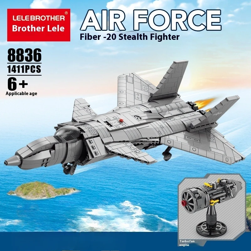 Military J-20 Stealth Fighter MOC 1411PCS Sky Fighter Warcraft Model Deformable Splicing Assembly Building Block Brick Toys Gift